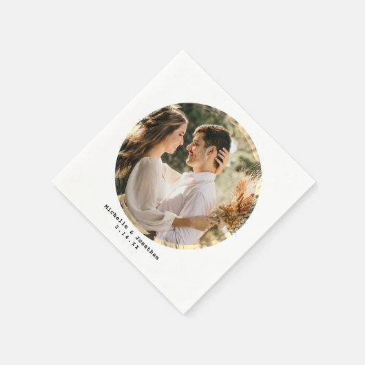 ミニマモダンリストの結婚カップルの写真 スタンダードカクテルナプキン (角)