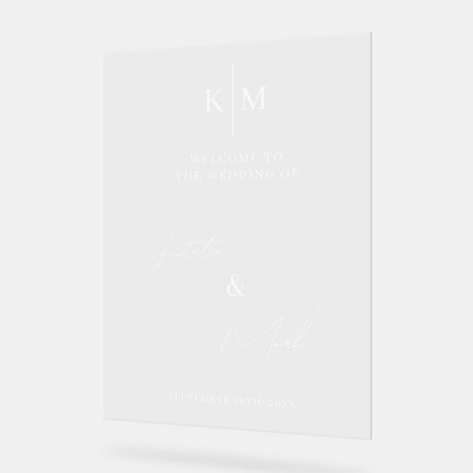 ミニマモダンリストの結婚サインへようこそ アクリルサイン (傾斜)