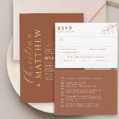 ミニマモダンリストの結婚テラコッタの金ゴールド 箔招待状