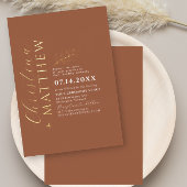ミニマモダンリストの結婚テラコッタの金ゴールド 箔招待状