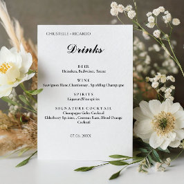 ミニマモダンリストの結婚バーメニュー、ドリンク結婚ス 台座サイン