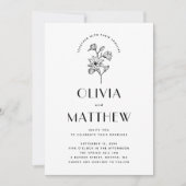 ミニマモダンリストの結婚フローラ。QRコードと写真 招待状 (正面)