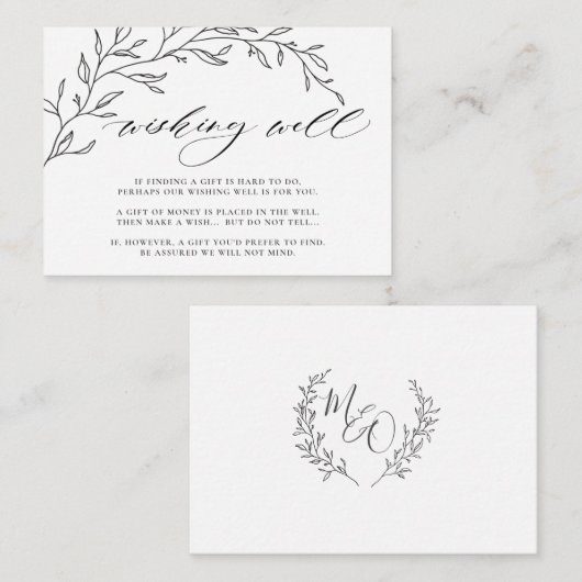 ミニマモダンリストの結婚ローレルの願い エンクロージャーカード (正面/裏面)