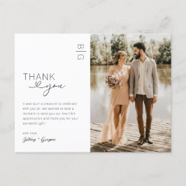 ミニマモダンリストの結婚写真に感謝 ポストカード