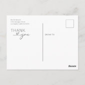 ミニマモダンリストの結婚写真に感謝 ポストカード (裏面)