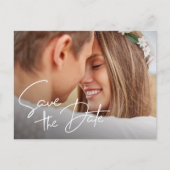 ミニマモダンリストの結婚式の日付を保存 ポストカード (正面)