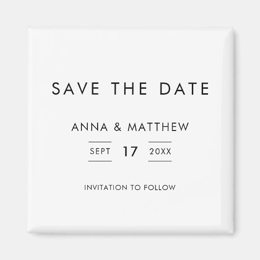 ミニマモダンリストの結婚式の日付を保存 マグネット (正面)