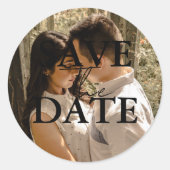 ミニマモダンリストの結婚式の日付を保存 ラウンドシール (正面)