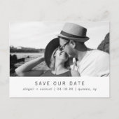 ミニマモダンリストの結婚式の日付を保存 案内ポストカード (正面)