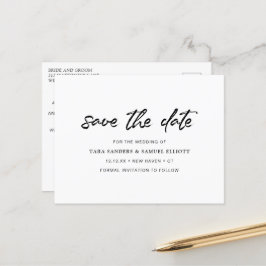 ミニマモダンリストの結婚式の日付を保存 案内ポストカード