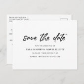 ミニマモダンリストの結婚式の日付を保存 案内ポストカード (正面/裏面)