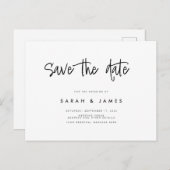 ミニマモダンリストの結婚式の日付を保存 案内ポストカード (正面/裏面)