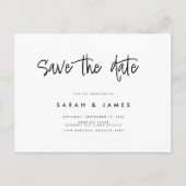 ミニマモダンリストの結婚式の日付を保存 案内ポストカード (正面)