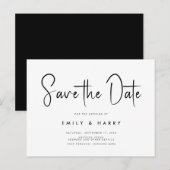ミニマモダンリストの結婚式の日付を保存 案内ポストカード (正面/裏面)