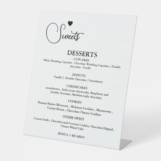 ミニマモダンリストの結婚甘いデザートのバー徴候 台座サイン (正面)