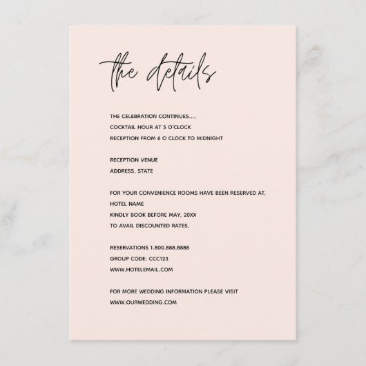 ミニマモダンリストの結婚詳細エンクロージャカード エンクロージャーカード (正面)