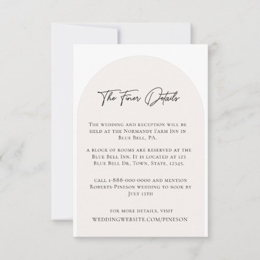 ミニマモダンリストの結婚詳細エンクロージャカード 招待状 (正面)