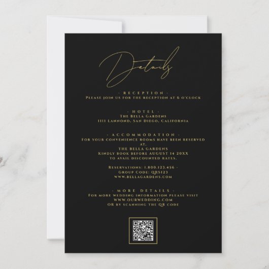 ミニマモダンリストの結婚詳細エンクロージャカード 招待状 (正面)