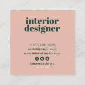 ミニマモダンリストの緑とピンクのプロフェッショナルロゴ スクエア名刺 (裏面)