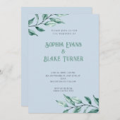 ミニマモダンリストの緑のブ結婚ール 招待状 (正面/裏面)