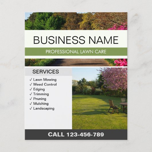 ミニマモダンリストの芝生気にと造園フライヤー チラシ (正面)