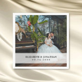 ミニマモダンリストの花嫁と花婿の写真結婚 スタンダードカクテルナプキン