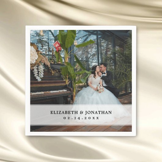 ミニマモダンリストの花嫁と花婿の写真結婚 スタンダードカクテルナプキン