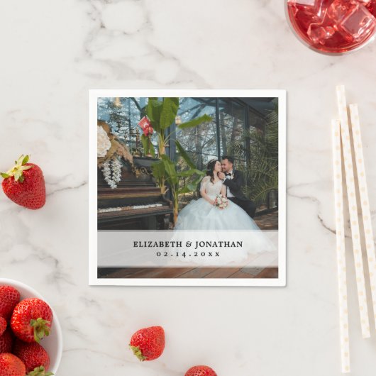 ミニマモダンリストの花嫁と花婿の写真結婚 スタンダードカクテルナプキン (インサイチュ)