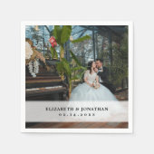 ミニマモダンリストの花嫁と花婿の写真結婚 スタンダードカクテルナプキン (正面)