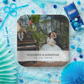 ミニマモダンリストの花嫁と花婿の写真結婚 ペーパープレート (パーティー)