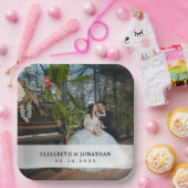 ミニマモダンリストの花嫁と花婿の写真結婚 ペーパープレート (パーティー)