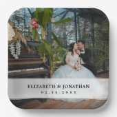 ミニマモダンリストの花嫁と花婿の写真結婚 ペーパープレート (正面)