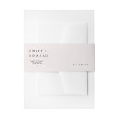 ミニマモダンリストの葉ソフトピンク結婚ズ 招待状ベリーバンド (正面例)