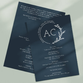 ミニマモダンリストの葉ネイビーブルー結婚ズ プログラム