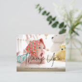 ミニマモダンリストの赤ちゃんシャワー感謝していユー ポストカード (スタンド正面)