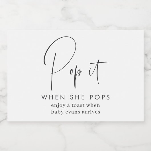 ミニマモダンリストの赤ちゃんシャワー特典 スパークリングワインラベル (シングルラベル)