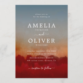 ミニマモダンリストの赤と青の抽象芸術結婚ズ 招待状