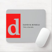 ミニマモダンリストの赤モノグラムのグレー マウスパッド (マウス)