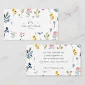 ミニマモダンリストの野生の花モノグラムの 名刺 (正面/裏面)