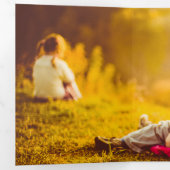 ミニマモダンリストの金ゴールドラインと写真 三つ折りカード (内部最初)