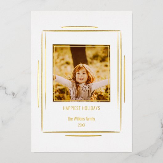 ミニマモダンリストの金ゴールドラインと写真 箔シーズンカード (正面)