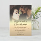 ミニマモダンリストの金ゴールド結婚写真 招待状 (スタンド正面)