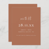 ミニマモダンリストの銅スクリプト日付を保存 案内ポストカード (正面/裏面)