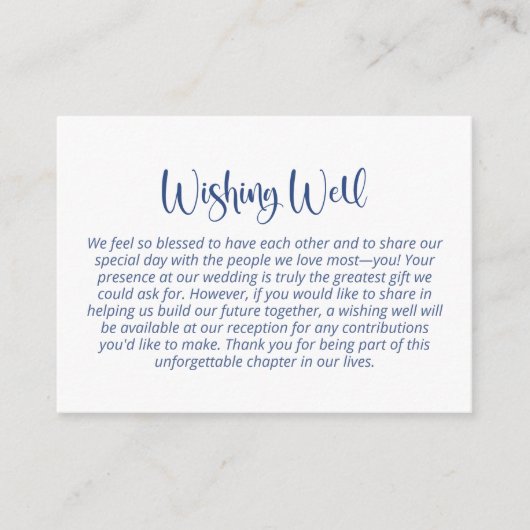 ミニマモダンリストの青い白の願い井戸 エンクロージャーカード (正面)