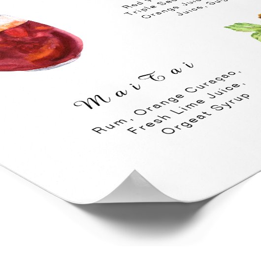 ミニマモダンリストの飲み物メニューバー記号 ポスター (角)