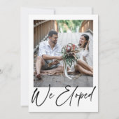 ミニマモダンリストの黒い写結婚真の落ち込み 案内状 (正面)