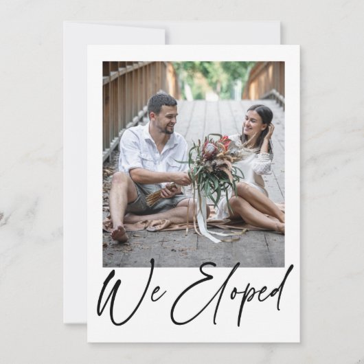 ミニマモダンリストの黒い写結婚真の落ち込み 案内状 (正面)