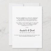 ミニマモダンリストの黒い写結婚真の落ち込み 案内状 (裏面)