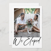 ミニマモダンリストの黒い写結婚真の落ち込み 案内状 (正面/裏面)