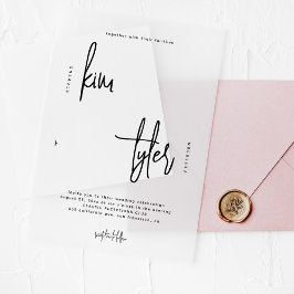 ミニマモダンリストの黒い澄んスクリプ結婚ト アクリル招待状